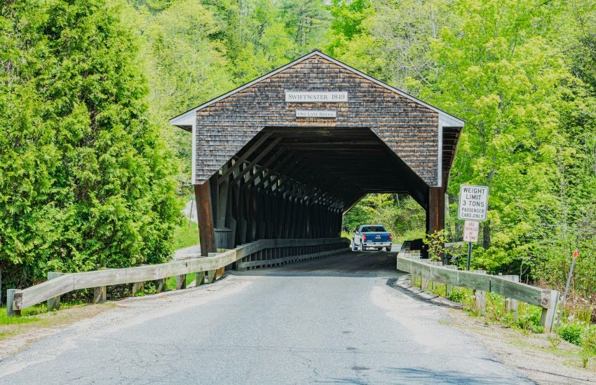 de Swiftwater bridge in Bath, New Hampshire