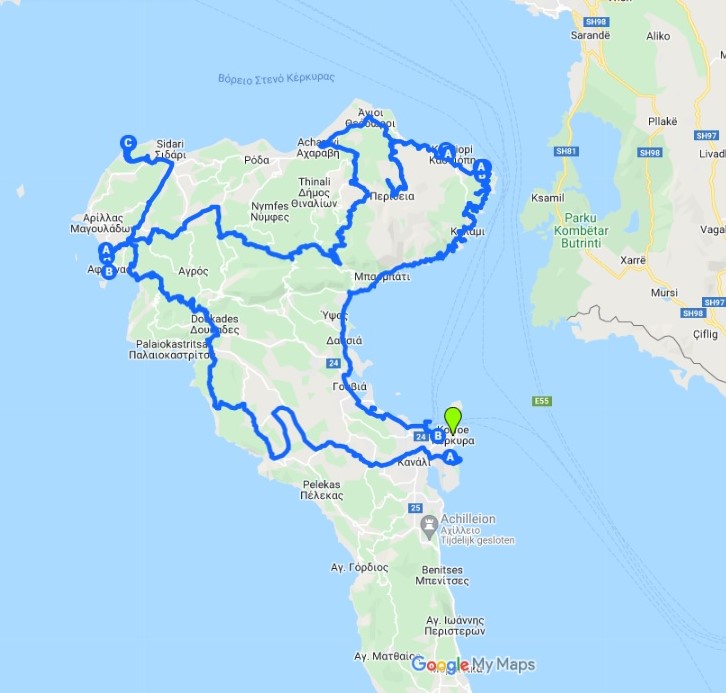 Route autoreis door Corfu - reisnotities.nl