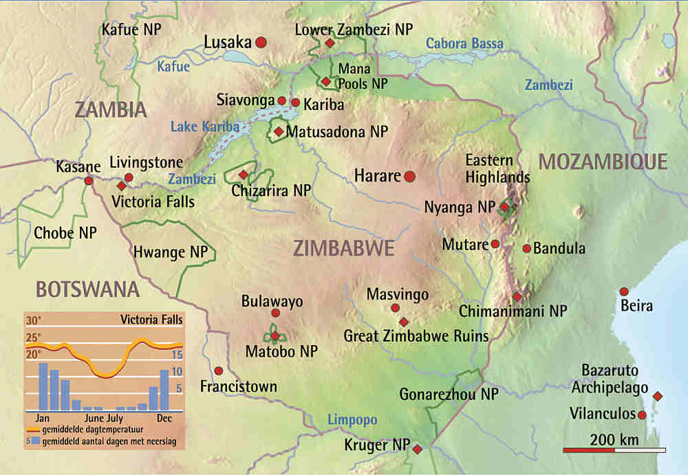 kaart zimbabwe
