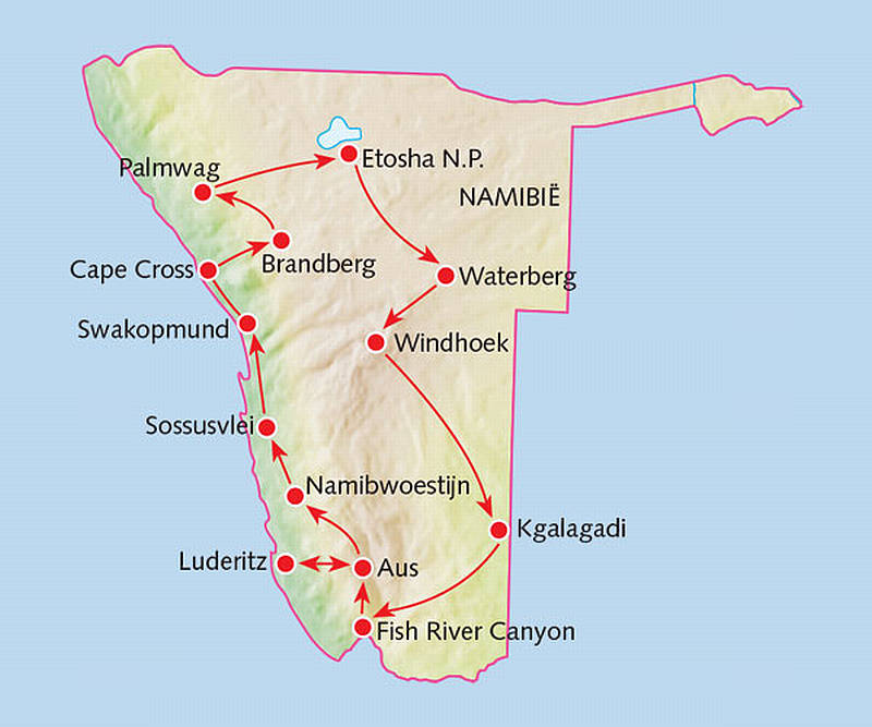 Route Namibië-reis met Drifters