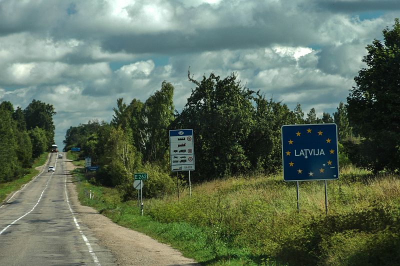 De grens tussen Litouwen en Letland