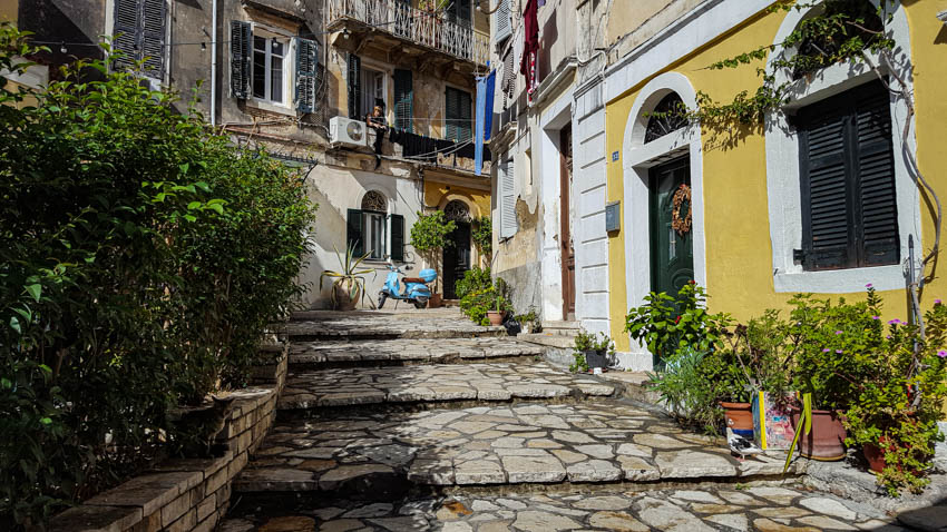 het oude deel van Corfu-Stad